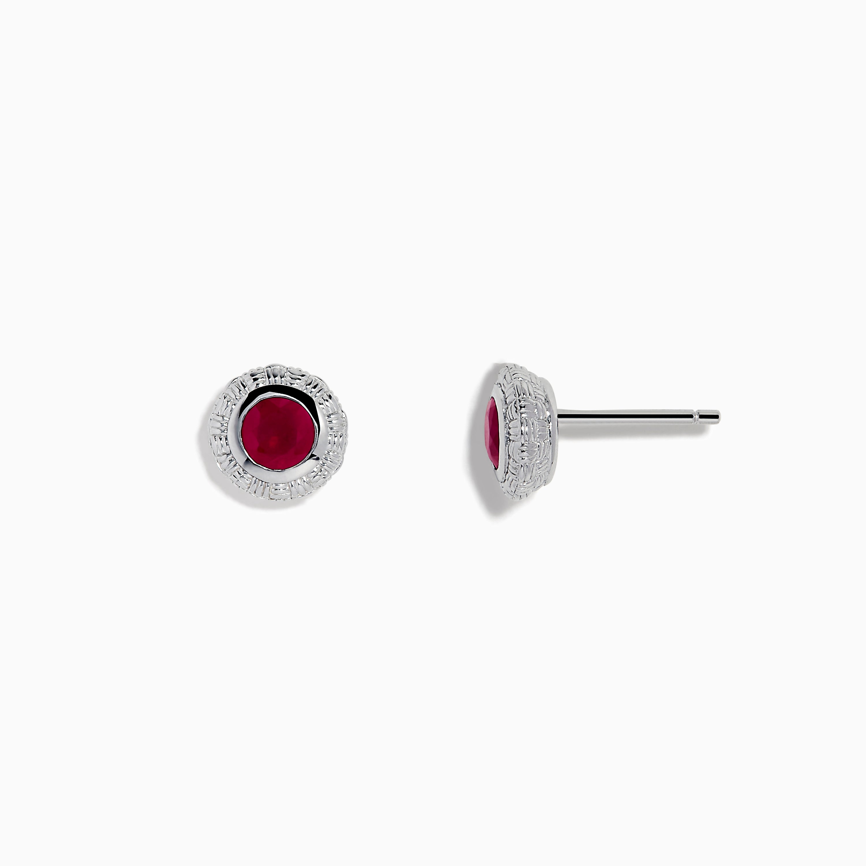 Silver ruby stud earrings Clearance