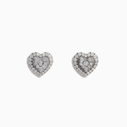 The 925 Sterling Silver Diamond Heart Earrings feature sparkling diamonds set in heart shapes, crafted from 925 silver and shown on a white background.