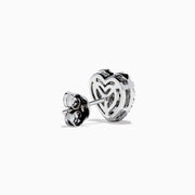 The 925 Sterling Silver Diamond Heart Earrings feature sparkling diamonds set in heart shapes, crafted from 925 silver and shown on a white background.