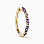 The Signature 14K Yellow Gold Pink Sapphire and Diamond Panther Print Hoop Earrings are shown upright against a plain white background.