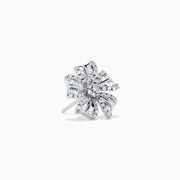 The 14K White Gold Diamond Flower Stud Earrings feature sparkling diamond-encrusted petals in a blossom design for timeless elegance.