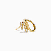 D’Oro 14K Yellow Gold Diamond Stud Earrings feature a spiral, overlapping design with sparkling diamonds along the curves, displayed against a plain white background.