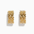 The DOro 14K Yellow Gold Diamond Hoop Earrings showcase an intricate braided design with sparkling diamonds, elegantly displayed against a white background.