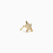 14K Yellow Gold Diamond Starfish Stud Earrings