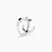 14K White Gold Diamond Anchor Huggie Earrings