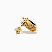 14K Yellow Gold Diamond Shell 13mm Stud Earrings
