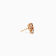 The 14K Rose Gold Brown and White Diamond Stud Earrings each feature an oval brown and white diamond above a small round gemstone, shown against a plain white background.