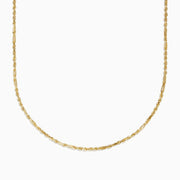 The 14K Yellow Gold Figaro Rope Chain Necklace 18 features a twisted, textured design and is displayed on a plain white background.
