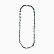 The 14K White Gold Tahitian Pearl Necklace showcases large, irregular multicolored Tahitian pearls strung elegantly together on a white gold chain.