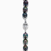 The 14K White Gold Tahitian Pearl Necklace showcases large, irregular multicolored Tahitian pearls strung elegantly together on a white gold chain.