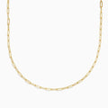 The Yellow Gold Plated Sterling Silver 18 2.5mm Paperclip Chain features delicate elongated oval links and is displayed against a white background.