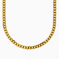 A close-up of the Mens 14K Yellow Gold Solid Curb Links Chain, showcasing its thick, flat interlocking links in yellow gold against a white background.