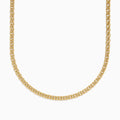 The 14K Yellow Gold Hollow Interlock Links Chain Necklace, 18 long, features closely interlocking links with a polished, shiny finish and is displayed in a gentle curve against a white background.
