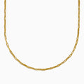 The 14K Yellow Gold Hollow Paperclip Chain features elongated, rectangular links and is shown against a white background.