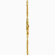 The 14K Yellow Gold Hollow Paperclip Chain features elongated, rectangular links and is shown against a white background.