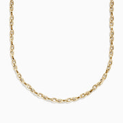 Mens 14K yellow gold hollow interlock oval chain link necklace, 22, shown against a white background.