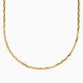 A close-up of the 14K Yellow Gold Textured Braided Herringbone Chain, displayed in a semicircle against a plain white background.