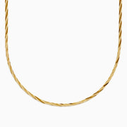 A close-up of the 14K Yellow Gold Textured Braided Herringbone Chain, displayed in a semicircle against a plain white background.
