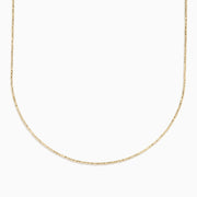 The 14K Yellow Gold Bead Necklace is a thin, delicate chain displayed against a plain white background.