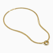 The 14K Yellow Gold Double Row Rope Chain with Round Tube Necklace is displayed against a white background.