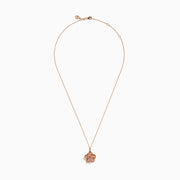 14K Rose Gold Pink Opal and Diamond Flower Pendant