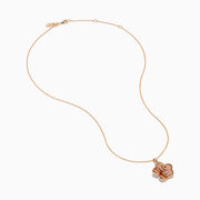 14K Rose Gold Pink Opal and Diamond Flower Pendant