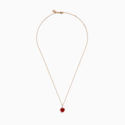 14K Rose Gold Fire Opal and Diamond Heart Halo Pendant