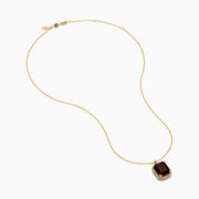 14K Yellow Gold Garnet and Diamond Halo Pendant