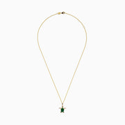 The Seaside 14K Yellow Gold Malachite and Diamond Turtle Pendant features a malachite shell and sparkling diamonds on the flippers, displayed against a white background.
