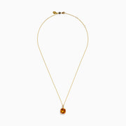 14K Yellow Gold Citrine and Diamond Cushion-Cut Solitaire Pendant