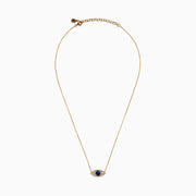 14K Yellow Gold Sodalite and Diamond Evil Eye Necklace