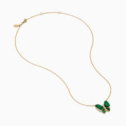 14K Yellow Gold Malachite and Diamond Butterfly Necklace