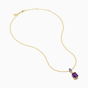 14K Yellow Gold Amethyst, Tanzanite and Diamond Drop Pendant