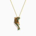 Safari 14K Yellow Gold Diamond, Citrine and Tsavorite Lizard Pendant featuring a detailed lizard adorned with green tsavorite and orange citrine gemstones plus sparkling diamond accents, hanging from a delicate gold chain.