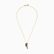 Safari 14K Yellow Gold Diamond, Citrine and Tsavorite Lizard Pendant featuring a detailed lizard adorned with green tsavorite and orange citrine gemstones plus sparkling diamond accents, hanging from a delicate gold chain.
