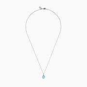 Effy Hematian 14K White Gold Paraiba and Diamond Halo Pendant features an oval blue Paraiba gemstone surrounded by a sparkling diamond halo, showcased on a plain white background.