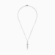 The 18K White Gold Diamond Shooting Star Lariat Pendant features a diamond teardrop, star, and pointed shapes, all set with sparkling diamonds.