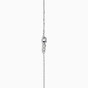The 18K White Gold Diamond Shooting Star Lariat Pendant features a diamond teardrop, star, and pointed shapes, all set with sparkling diamonds.