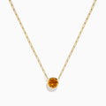 The 14K Yellow Gold Citrine Bezel Paperclip Chain Pendant features a single round citrine gemstone set in yellow gold, displayed on a white background.