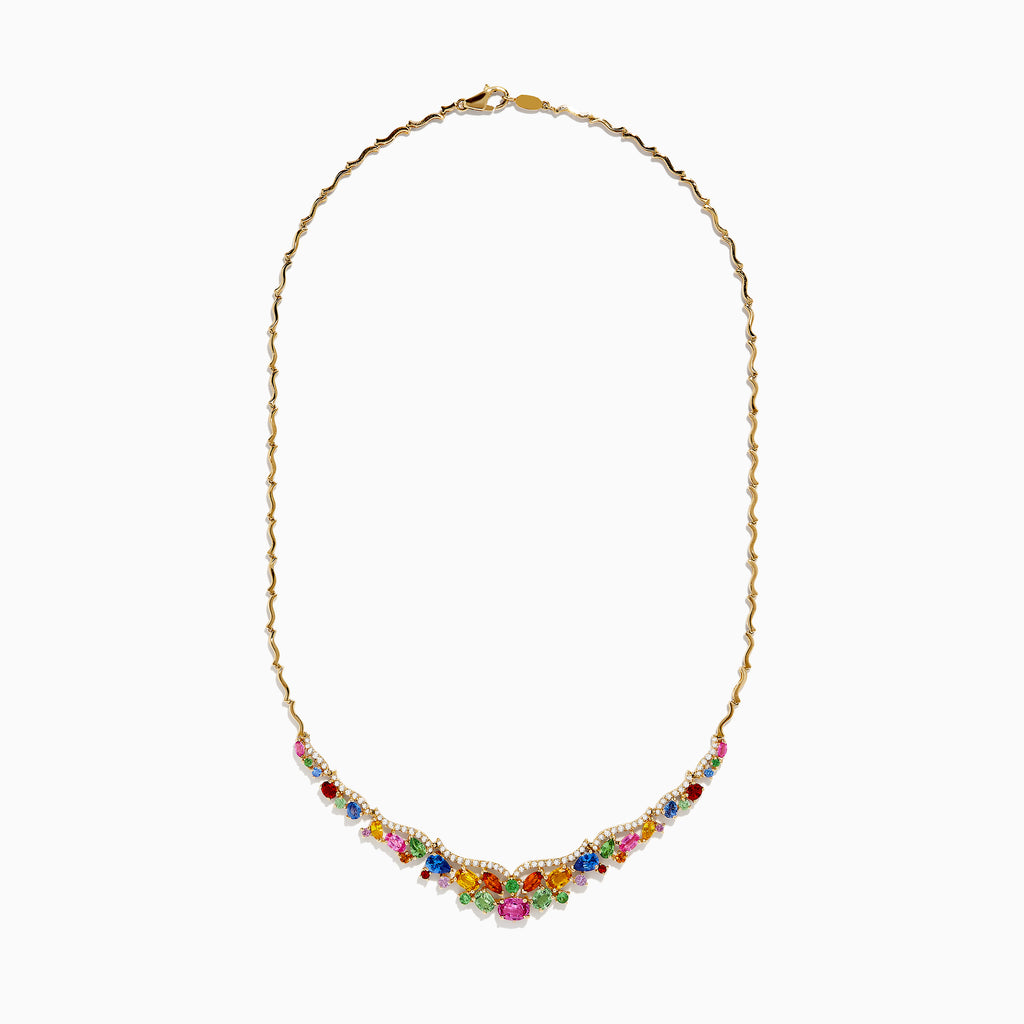 Effy Watercolors 14K Gold Multi Sapphire and Diamond Necklace