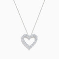 The Lab Grown Diamond 1.96ct Heart Pendant in 14K White Gold features a heart-shaped pendant outlined with sparkling lab grown diamonds, showcased against a plain white background.