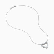 The Lab Grown Diamond 1.96ct Heart Pendant in 14K White Gold features a heart-shaped pendant outlined with sparkling lab grown diamonds, showcased against a plain white background.