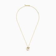 The DOro 14K Yellow Gold Diamond Spiral Pendant features a round, clear center gemstone on a yellow gold chain, shown against a white background.