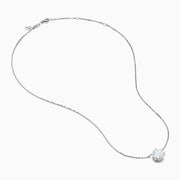 The Lab Grown Diamond 3.00ct Solitaire Pendant in 14K White Gold features a single round brilliant lab-grown diamond on a delicate chain, displayed against a white background.