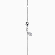 The Lab Grown Diamond 3.00ct Solitaire Pendant in 14K White Gold features a single round brilliant lab-grown diamond on a delicate chain, displayed against a white background.
