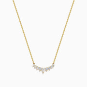 Lab Grown Diamond Graduated Curved Bar Necklace in 14K Yellow Gold