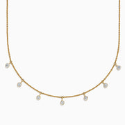 Lab Grown Diamond Bezel-Set Dangle Station Necklace in 14K Yellow Gold