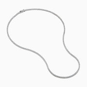The Lab Grown Round Diamond 4.92ct Tennis Necklace in 14K White Gold features small, round lab-grown diamonds set in a continuous U-shaped line against a white background.