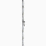 The Lab Grown Round Diamond 4.92ct Tennis Necklace in 14K White Gold features small, round lab-grown diamonds set in a continuous U-shaped line against a white background.