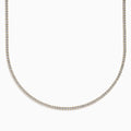 The Lab Grown Diamond 6.8ct Tennis Necklace in 14K Yellow Gold features a continuous line of round lab grown diamonds set in yellow gold, displayed against a white background.